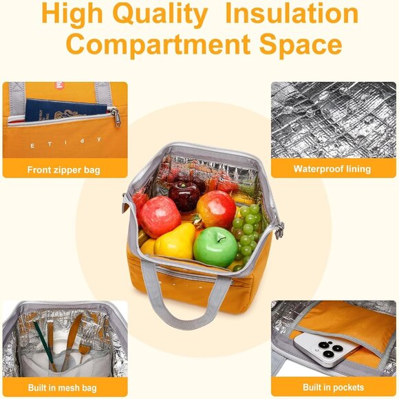 Fashionable & Lightweight Reusable Lunch Bag Large Capacity Waterproof & Leak Pr - Picture 4 of 6